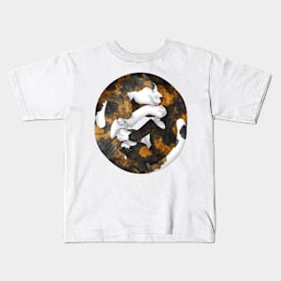 Yin-Yang Cats: Tortie-Tabby Kids T-Shirt